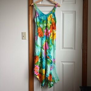 Jams World Vibrant Floral Midi Dress - Blue, Green, Orange, Pink, Yellow